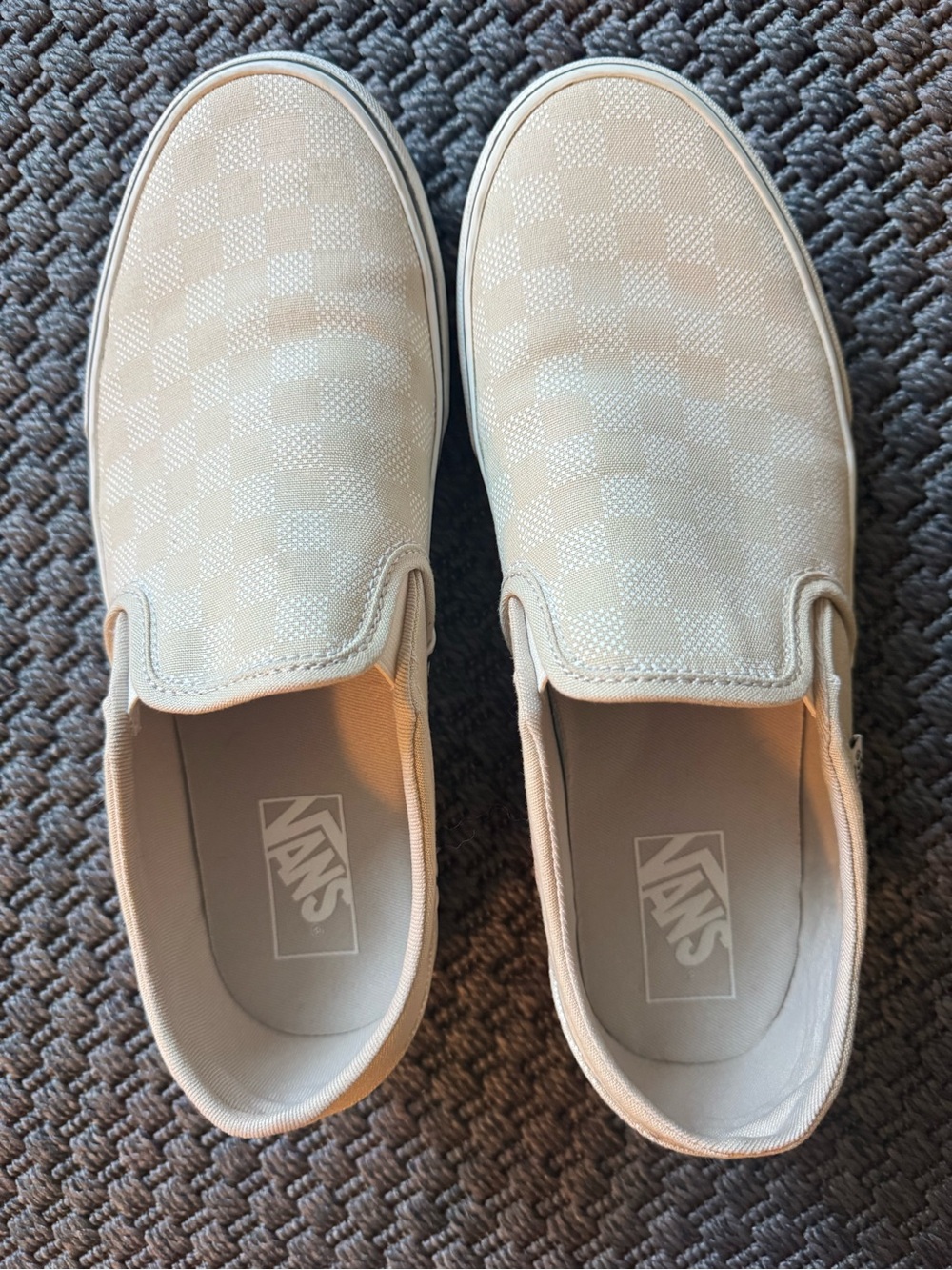 Vans Slip-On Checkerboard in Light Beige women’s 10
